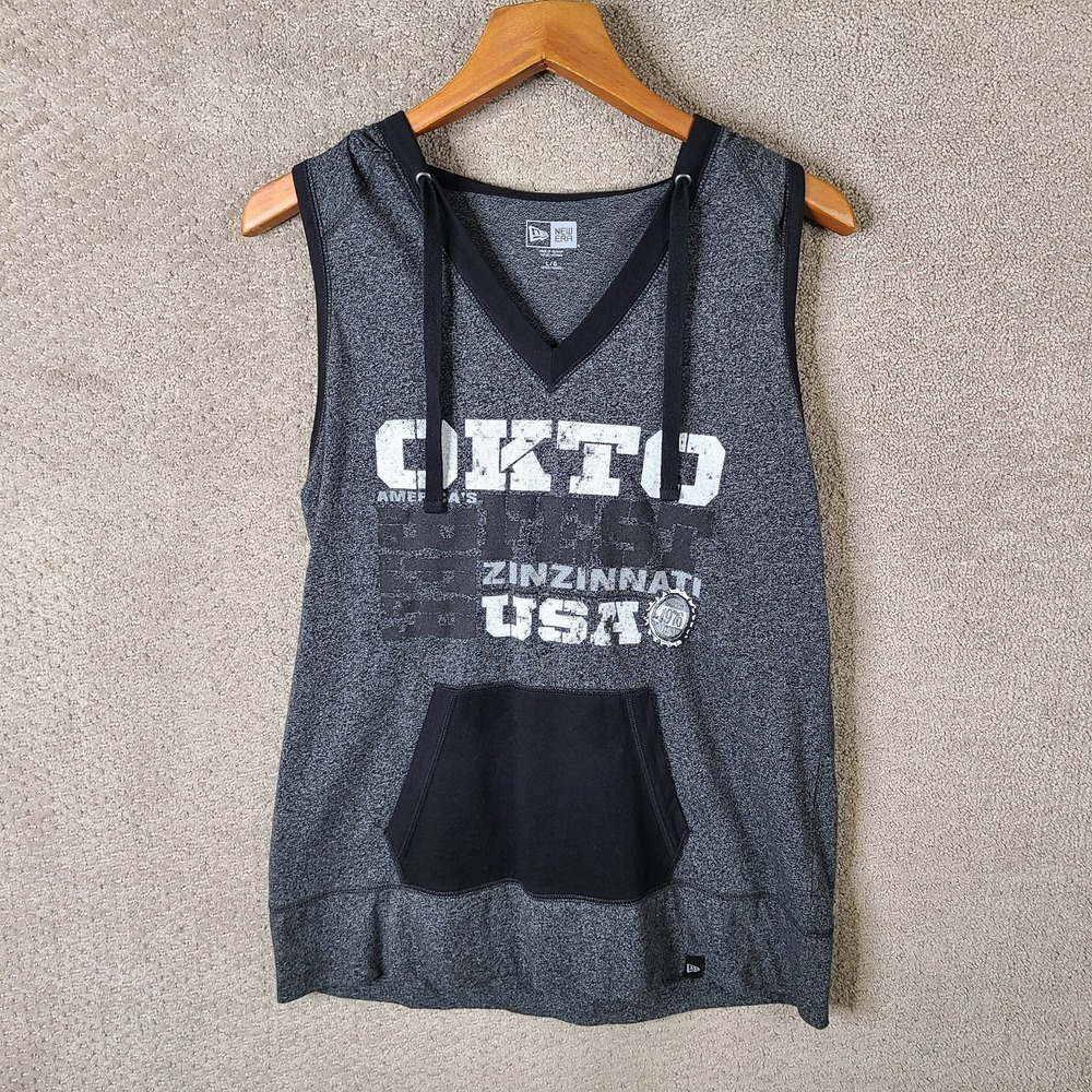 Oktoberfest Shirt Womens L Gray Sleeveless Zinzinnati New Era Hooded Tank Beer